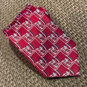 Jhane‎ Barnes Red Geometric Floral Silk Mens Tie Heritage Officewear Old Money
